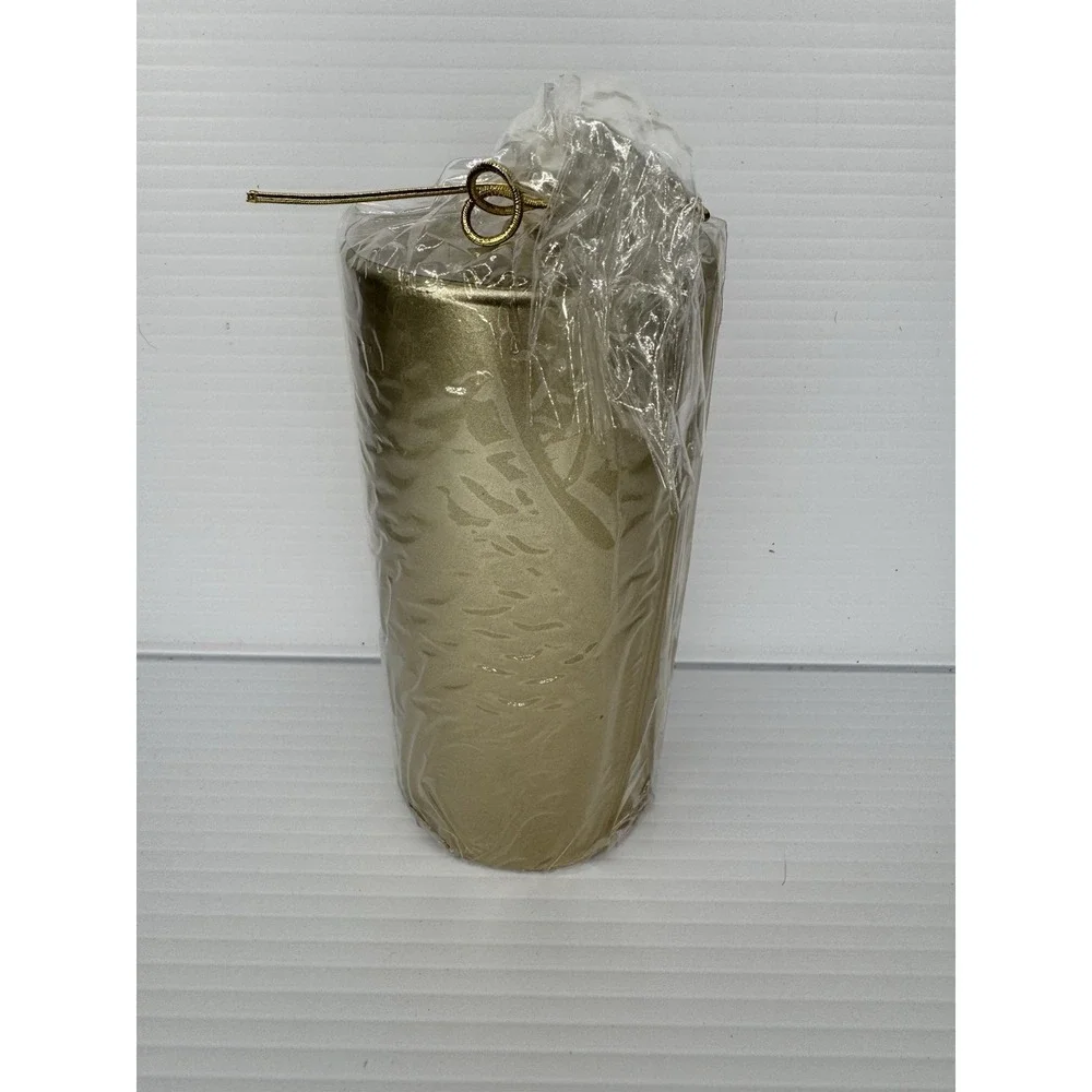 Pottery Barn Pearlized Pillar Candles Set of 2 Gold 3x6 Unopened NEW